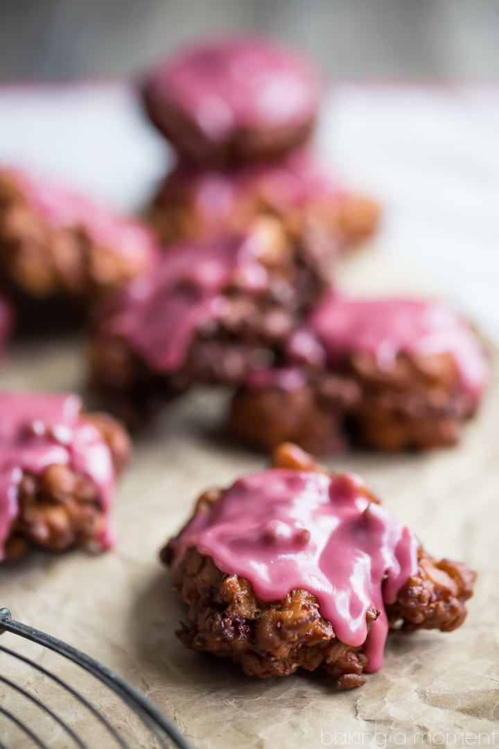 How to make fritters: I used raspberry jam in the dough and the glaze and they were amazing!