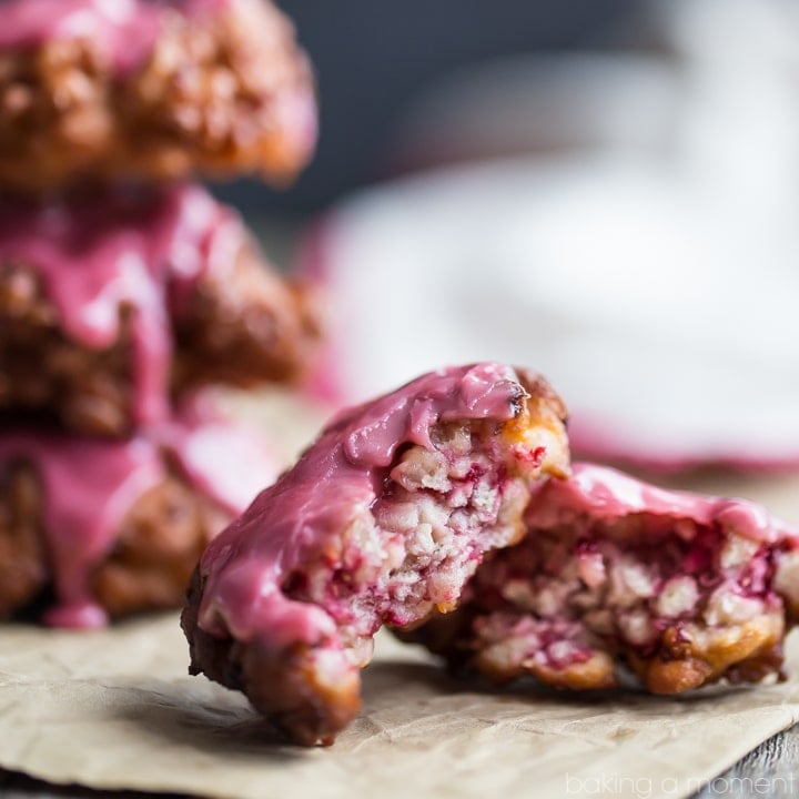 How to make fritters: I used raspberry jam in the dough and the glaze and they were amazing! 