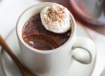 Chocolate Red Wine Pot de Creme: a rich, dense, spoonable chocolate dessert with a hint of complexity from lush red wine.