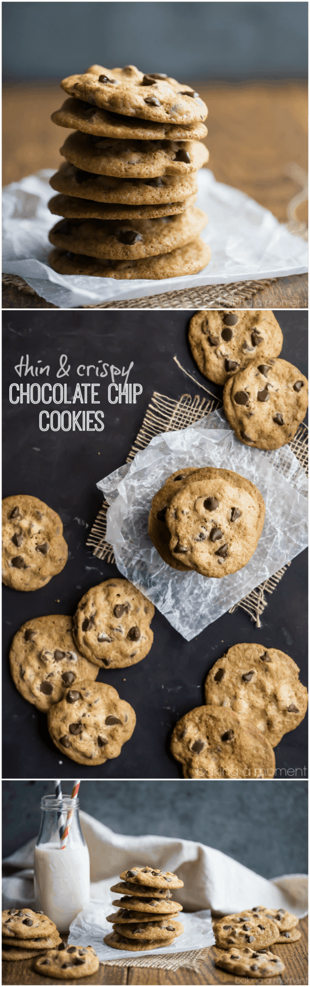 My husband loves these cookies! Just like Tate's- super thin and crisp, with a buttery flavor and pockets of melty chocolate running all throughout. 