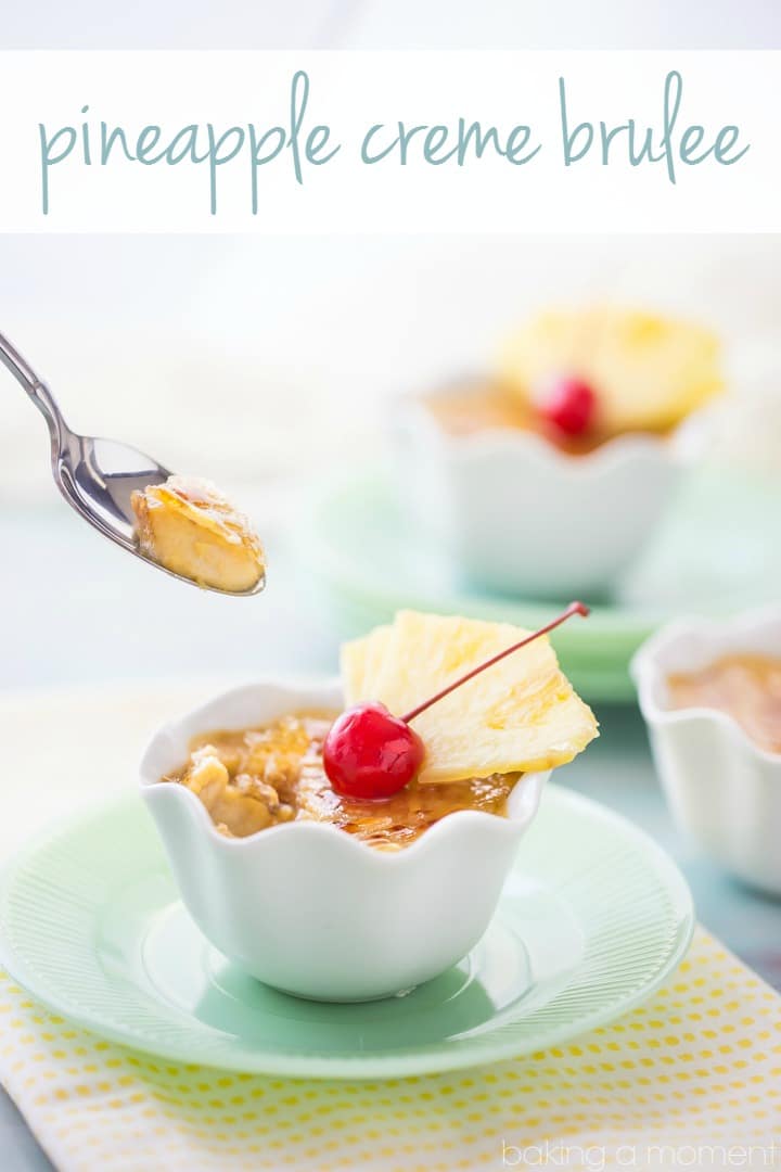 Brown sugar and pineapple go beautifully together, and the flavors really come through in this creme brulee. Simple to make, and that crunchy caramelized sugar topping contrasts with the smooth, creamy custard in the most incredible way! food desserts pineapple