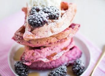 Blackberry Beet Ombre Waffles- so pretty for Mother's Day brunch!