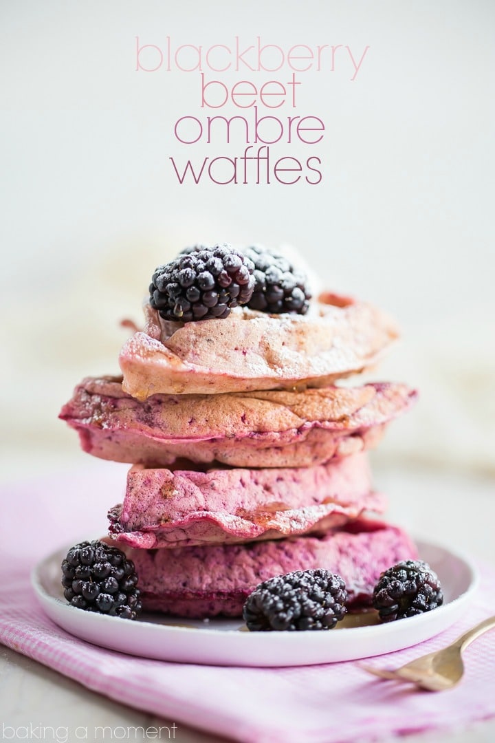 Blackberry Beet Ombre Waffles- so pretty for Mother's Day brunch! 