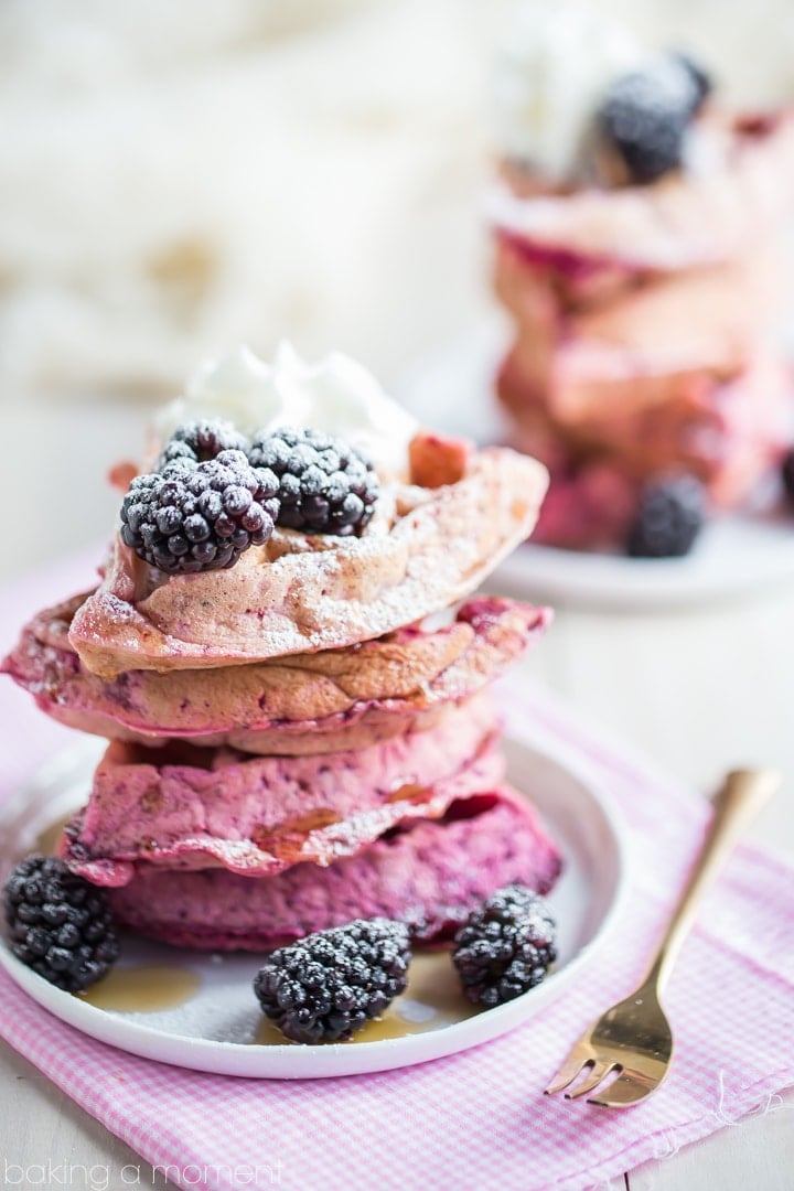 Blackberry Beet Ombre Waffles- so pretty for Mother's Day brunch! 