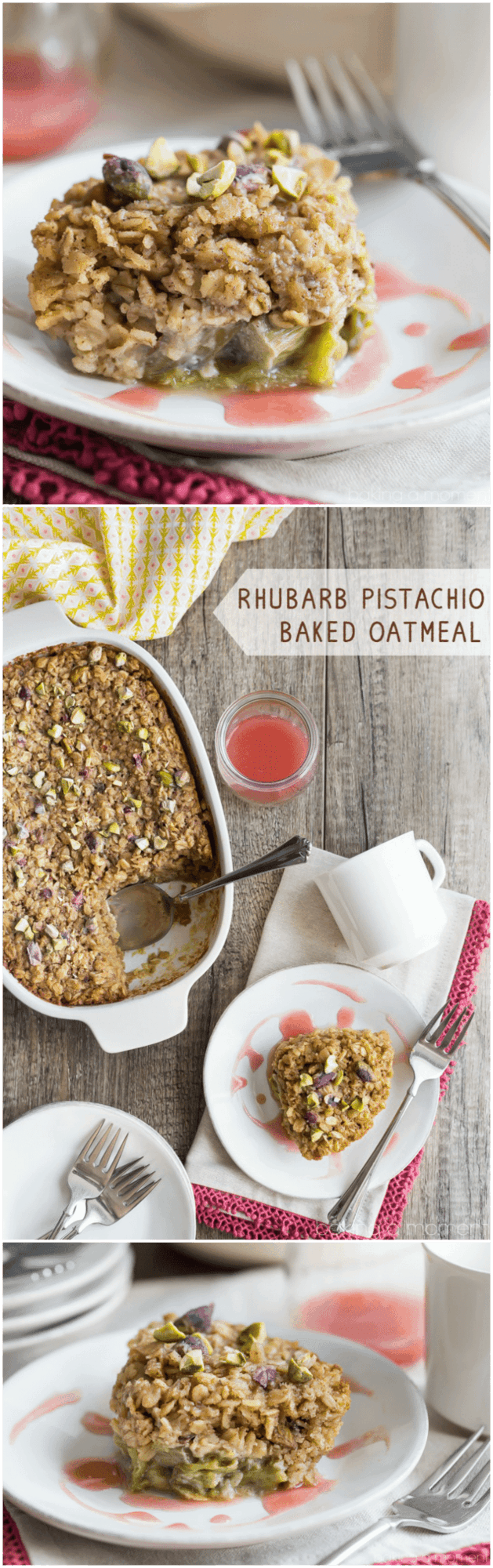 Rhubarb Pistachio Baked Oatmeal: Perfect for a Spring brunch! 
