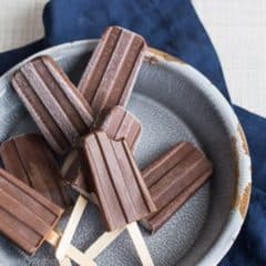 No-Drip Homemade Fudge Pops/Fudgesicles! My kids love these and I don't worry about giving them to them because they're so much less messy to eat than the regular kind.