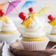Pina Colada Cupcakes- just like my favorite tropical cocktail! The pineapple and coconut flavors really shine in this recipe :)
