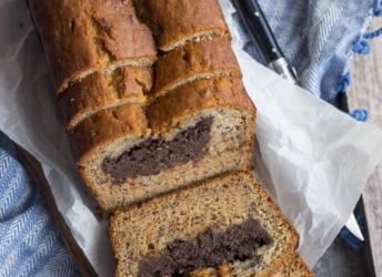 Banana Bread with Chocolate Peanut Butter Cheesecake Swirl- the BEST banana bread I've ever had, and that filling is to-die-for!