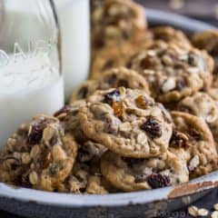 I could not stop eating these oatmeal raisin cookies! So soft and chewy, with plenty of sweet, plump raisins and warm cinnamon.