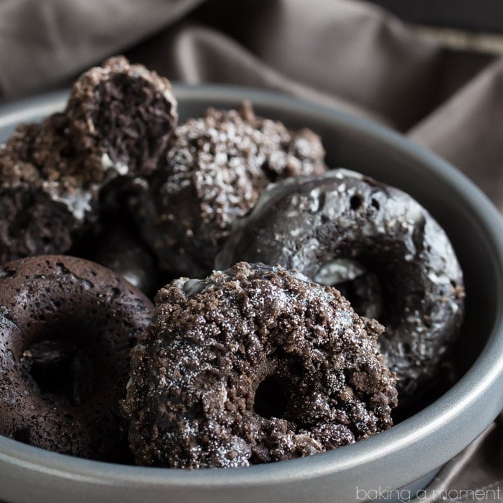 Baked Chocolate Crumb Donuts: the most chocolate-y cake donuts ever! I loved the crumb version but the glazed was really good too and so was the plain chocolate! 
