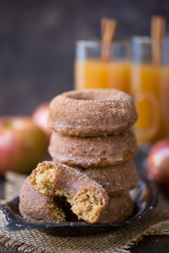 Baked Apple Cider Donuts: off-the-charts apple flavor and a crunchy cinnamon sugar coating. These will give the fried kind a run for their money! 