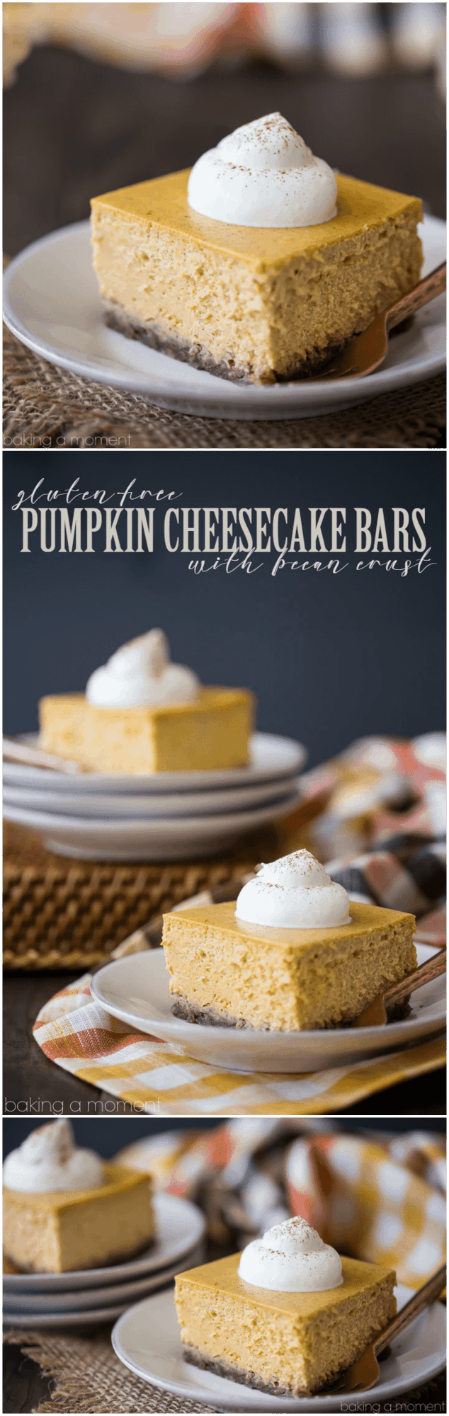 Pumpkin Cheesecake Bars: Cool, creamy, and infused with real pumpkin & spice. Loved that these were naturally gluten-free, that nutty crust is perfection! 
