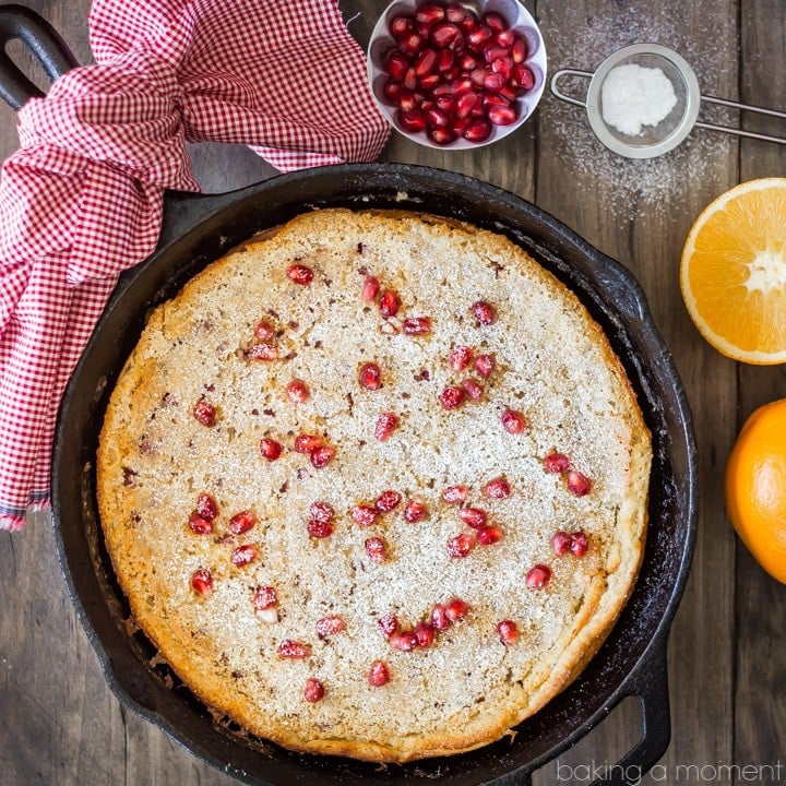 Pomegranate Orange Puffy Pancake: a perfect breakfast for a wintry weekend! #riseandshine food breakfast pancakes