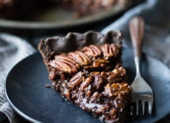 Double chocolate pecan pie: take your pecan pie to the next level, with a chocolate crust and sweet, sticky chocolate pecan filling. Your guests will swoon!