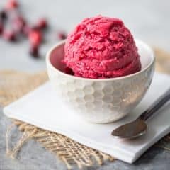 Cranberry orange sorbet: a light and refreshing dessert for fall and winter. Make this seasonal frozen dessert this holiday season!