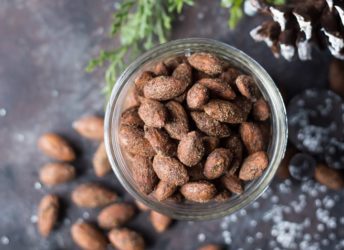 Gingerbread Spiced Almonds: these made a perfect last-minute holiday gift! Whipped up a big batch in just a few minutes, baked them off, and put them into pretty jars tied with ribbon. Tasted just like a gingerbread cookie!