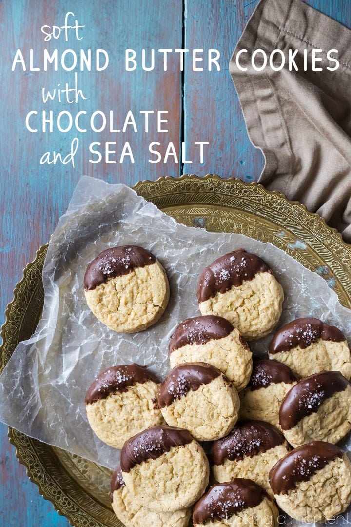 These almond butter cookies were SO good! Loved the soft, melt-in-your-mouth texture, and that hint of chocolate and sea salt takes them to the next level! food desserts cookies