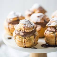 Mocha Cream Puffs- wow, what a treat! The pate a choux came out perfectly puffed and golden, and that fluffy filling had so much chocolate and coffee flavor! food desserts chocolate