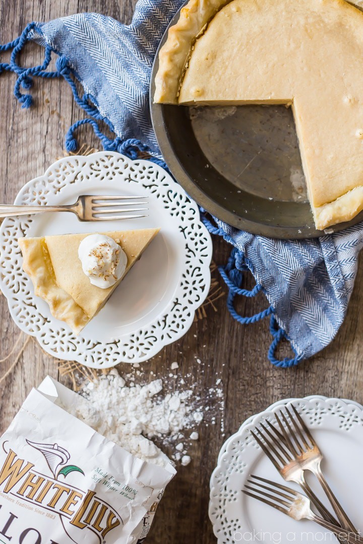 Gooey Butter Pie: Buttery brown sugar custard, salted caramel, and crunchy pecans, cradled in the flakiest ever pie crust!  food desserts pie #ad @whitelilyflour