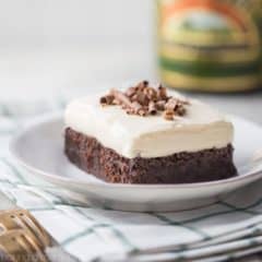 Nutty Irishman Frosted Brownies: Omg the combination of Bailey's, hazelnut, and fudgy chocolate brownie is insane! Really simple and straightforward recipe, I'll definitely be making it again. food desserts chocolate