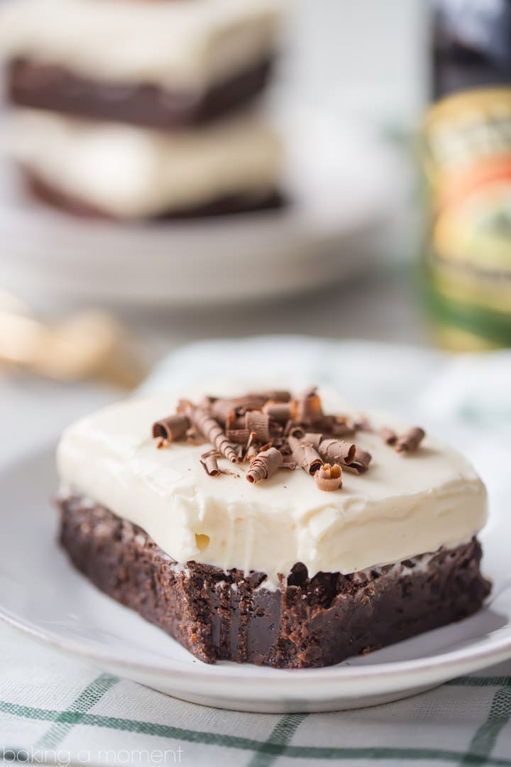 Nutty Irishman Frosted Brownies: Omg the combination of Bailey's, hazelnut, and fudgy chocolate brownie is insane!  Really simple and straightforward recipe, I'll definitely be making it again.   food desserts chocolate