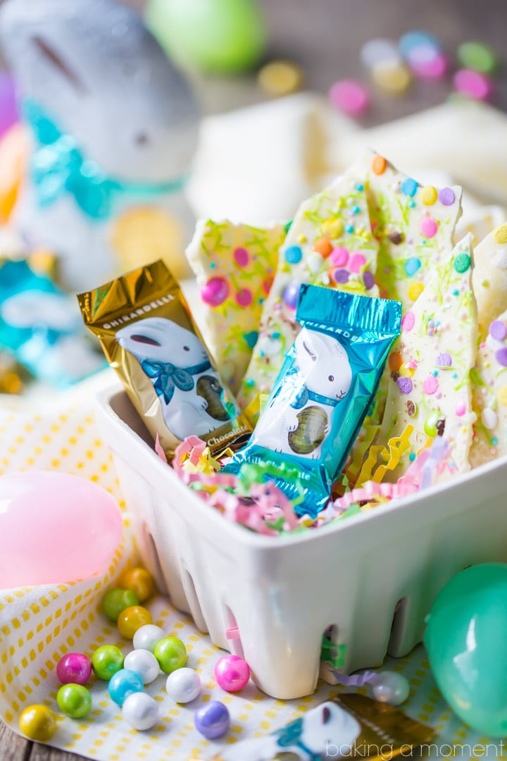 White Chocolate Funfetti Bark: this was so simple to make and came out so pretty!  Perfect as a homemade Easter or Passover gift.  food desserts chocolate  #Ghirardelli #ad