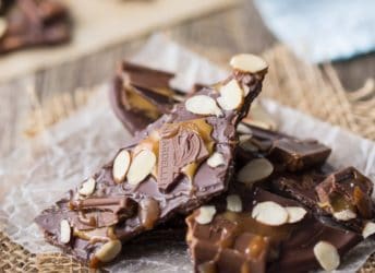 Chocolate Bark- one of the easiest and most fun homemade candy recipes! We adored this almond, caramel and sea salt version. food desserts chocolate #ghirardelli #ad
