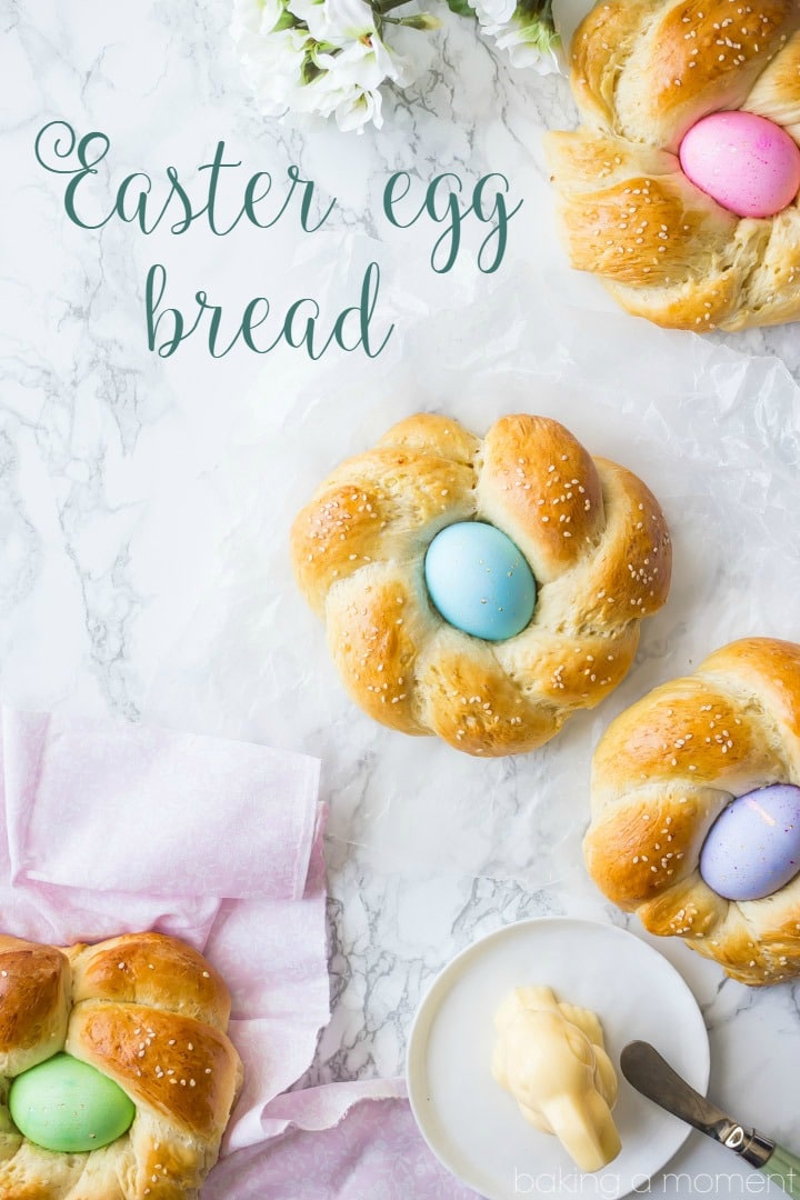 Easter Egg Bread: such a lovely way to celebrate Spring!  This bread is buttery, eggy, and a little sweet, with a hint of vanilla and orange blossom and the prettiest Easter egg nestled inside!  food bread easter