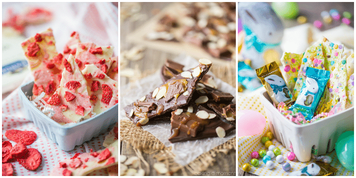 Chocolate Bark 3 Ways:  strawberries & cream, dark chocolate almond with caramel & sea salt, or funfetti.  So easy to make and makes a great homemade gift!  food desserts chocolate  #Ghirardelli #ad