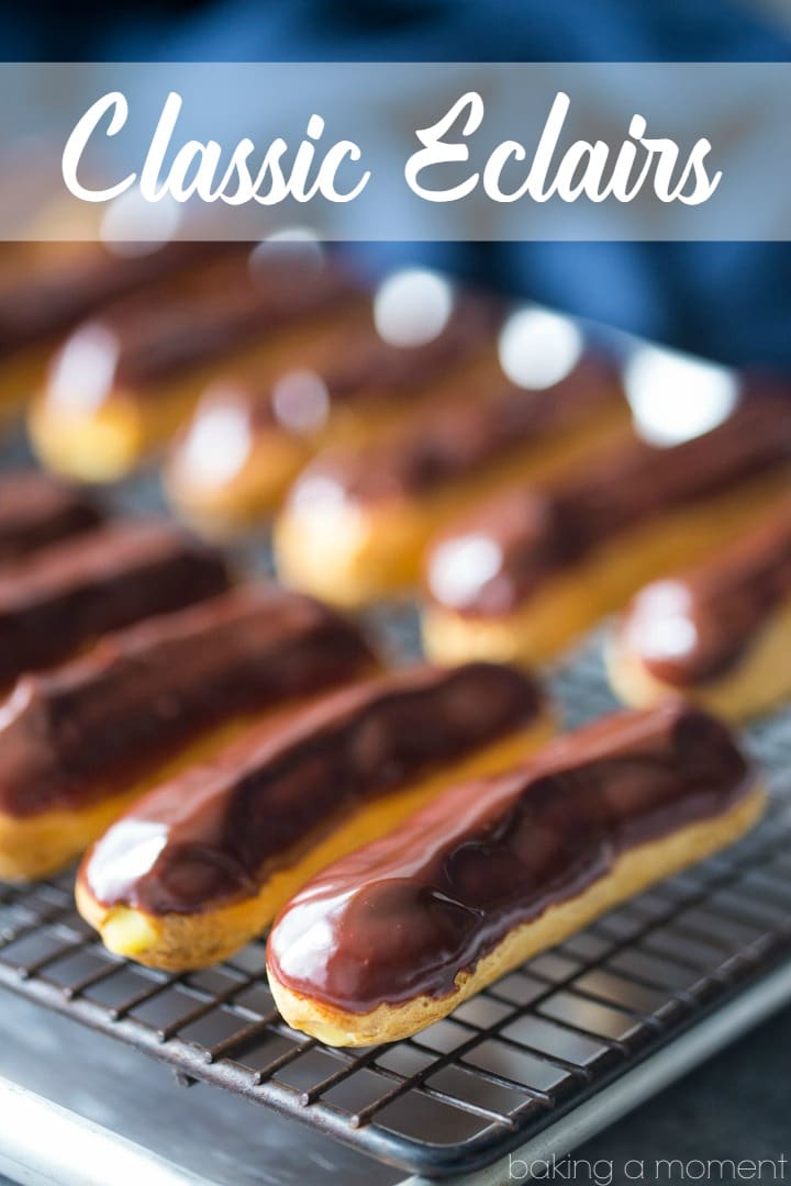These eclairs are perfection!  A flawless recipe- everything from the pastry to the filling to the glaze came out perfectly.  food desserts chocolate