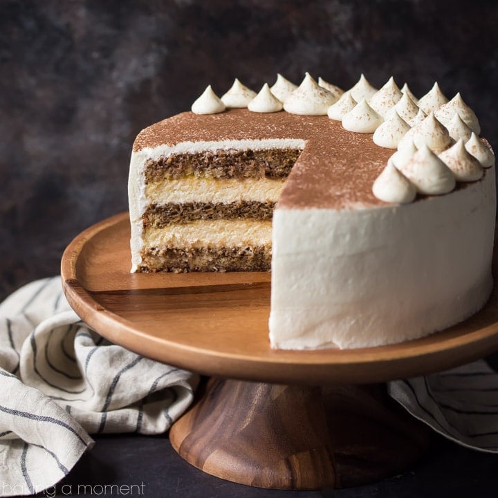 Tiramisu Cake: just like the classic Italian dessert, in layer cake form!  So much rich coffee flavor, and I loved the boozy kick!  food desserts cake