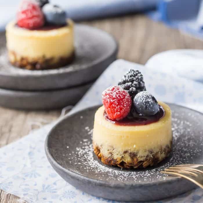 Triple Berry Honey Yogurt Breakfast Cheesecakes - Baking A Moment