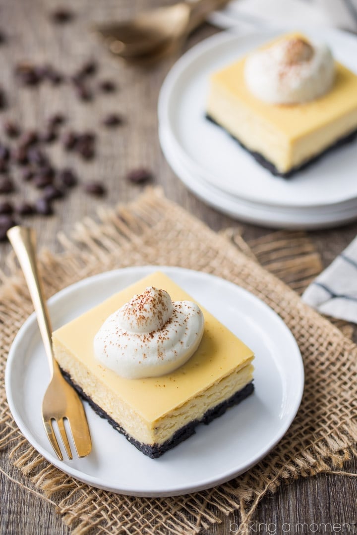 White Russian Cheesecake Bars:  these tasted just like the cocktail!  Cold & creamy, with a hint of rich coffee and a boozy kick.  food desserts cheesecake