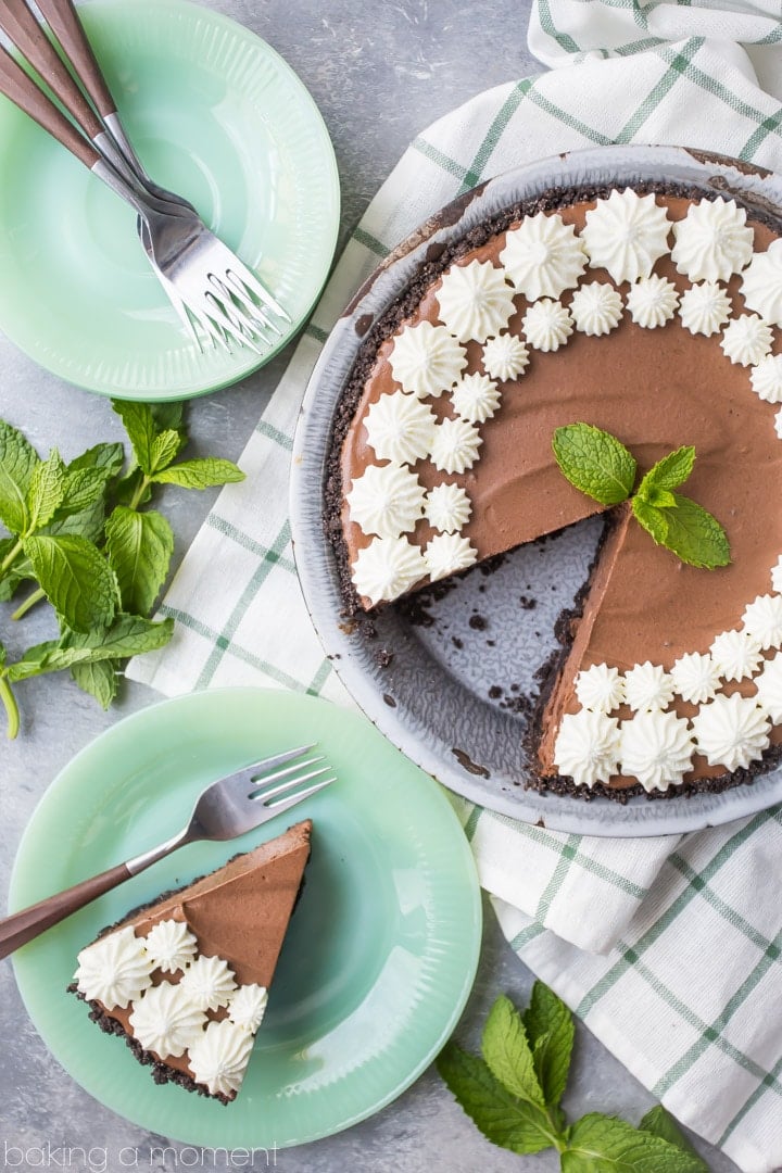 Mint Chocolate Icebox Pie: Omg this was pure heaven! So rich and chocolate-y, with a cool hit of mint and a crunchy cookie base.  Perfect summer dessert!  food desserts chocolate