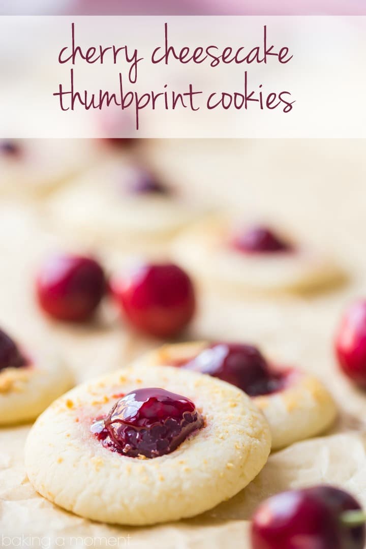 Cherry Cheesecake Thumbprint Cookies: the cream cheese cookie was SO good with the glazed cherry!  Loved the little sprinkling of crunchy graham cracker crumbs too.  This recipe is definitely a keeper!  food desserts cookies