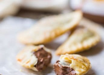 Nutella Ravioli: buttery, flaky pastry surrounding a dollop of chocolate hazelnut spread. YUM! food desserts chocolate