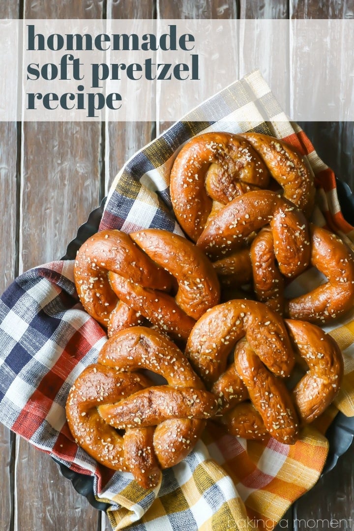 Homemade Soft Pretzel Recipe: I followed the steps and they came out perfectly!  Hot, soft, and chewy, with a great yeasty flavor.  Perfect with a sprinkling of crunchy salt and a dip in grainy mustard!  #food #recipes #breads