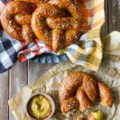 Homemade Soft Pretzel Recipe: I followed the steps and they came out perfectly! Hot, soft, and chewy, with a great yeasty flavor. Perfect with a sprinkling of crunchy salt and a dip in grainy mustard! #food #recipes #breads