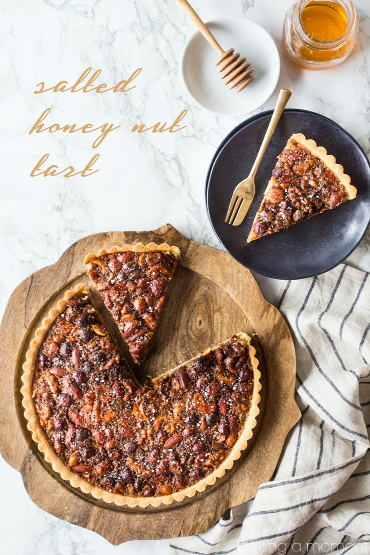 Honey Nut Tart: The sweet, nutty smell of this gooey tart filled my house as it was baking. It was like a warm hug! #honey #nut #tart #fall #dessert