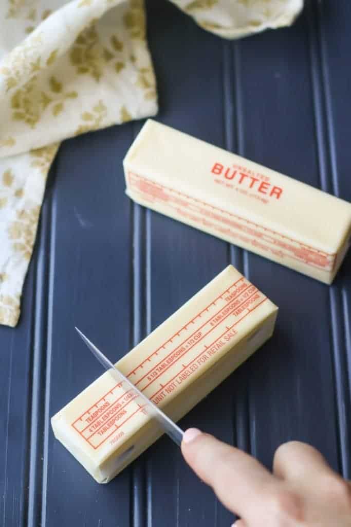 How to measure butter for baking.