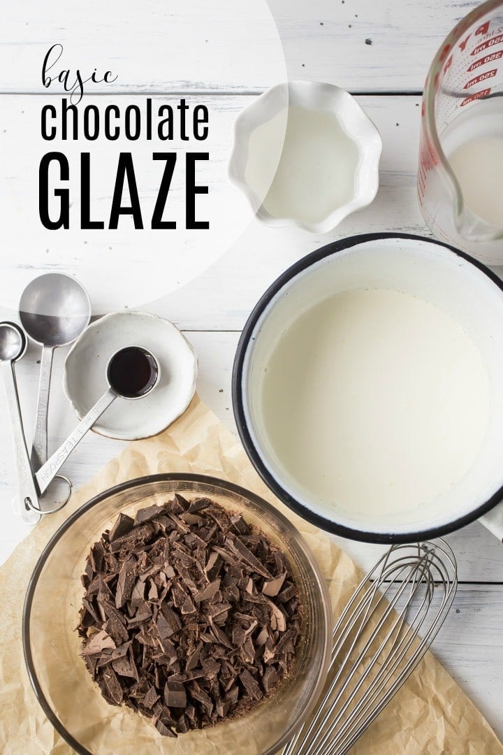 Four ingredients for a basic chocolate glaze,