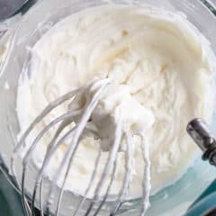 Make-ahead stabilized whipped cream frosting with cream cheese.