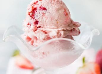 Homemade strawberry ice cream from scratch