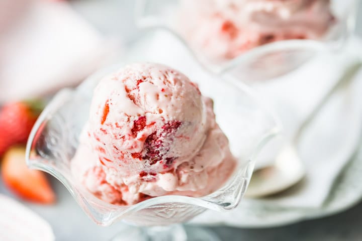 Easy fresh strawberry ice cream from scratch, no ice cream maker needed