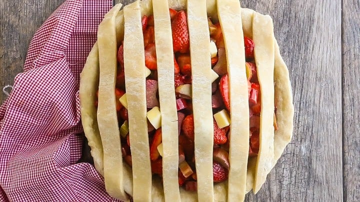 How to Make Lattice Pie Crust Step-by-Step: Laying Vertical Strips.
