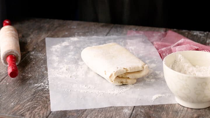 Puff pastry dough folded in thirds.