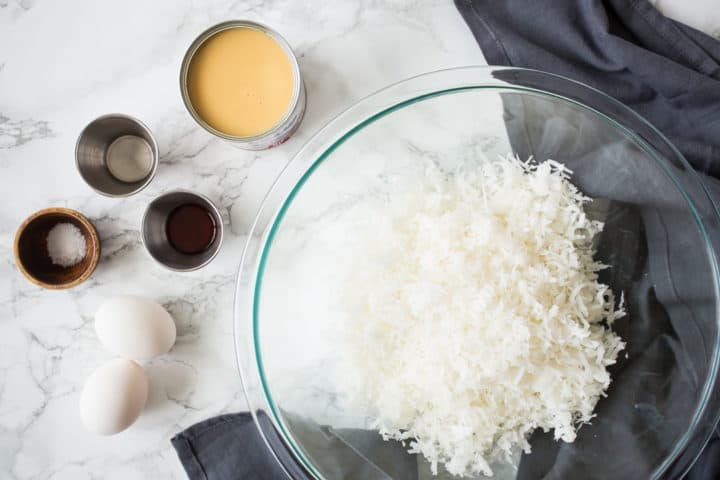 Ingredients for coconut macaroons