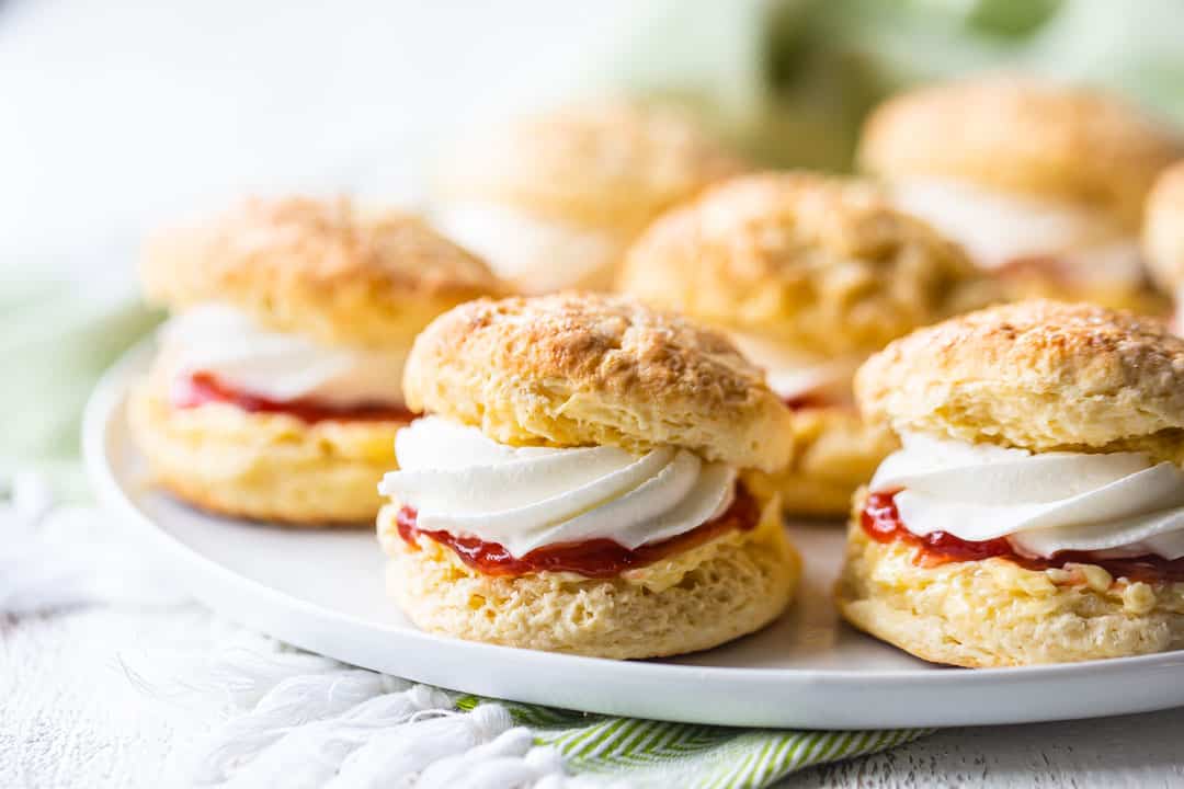 Best scone recipe made in the Irish style, served with jam and cream.