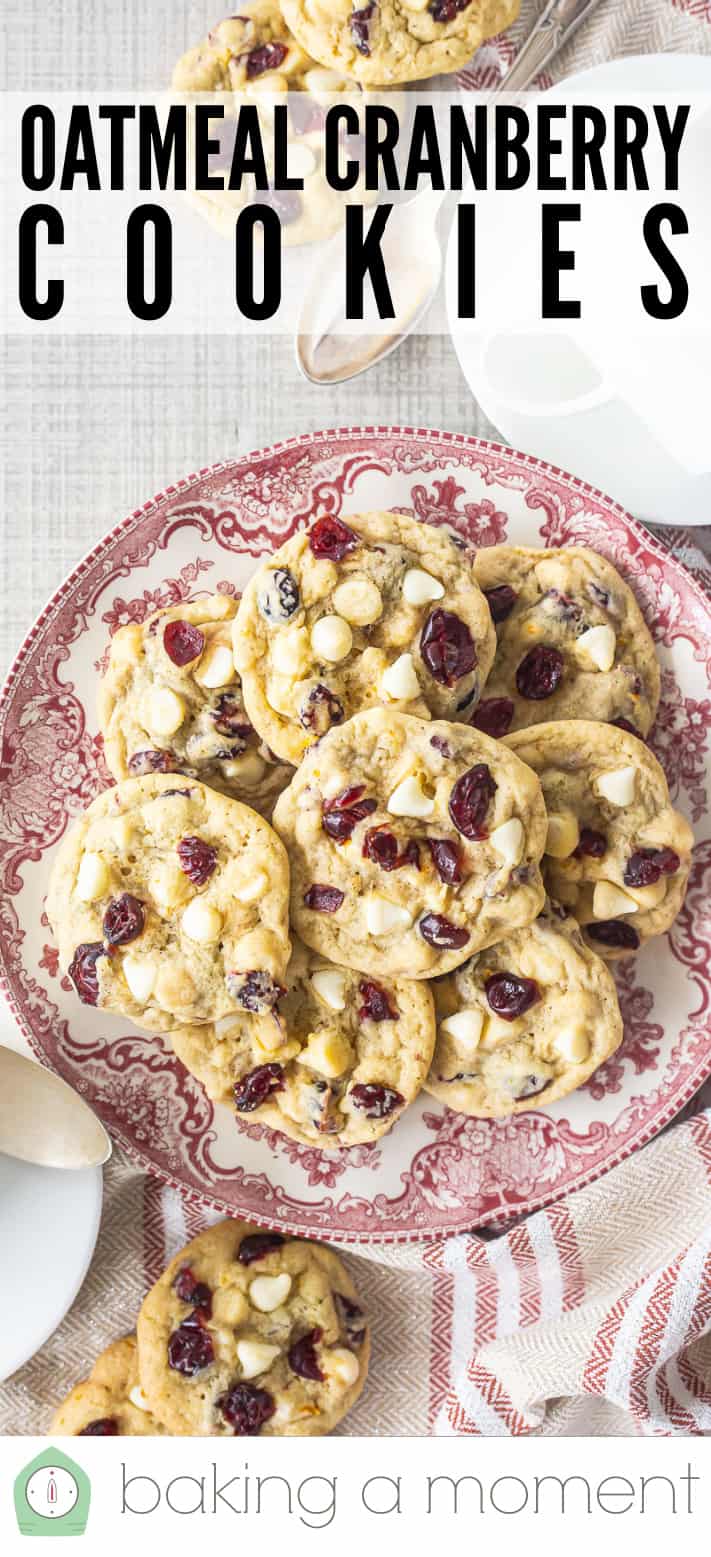 Cranberry cookies overhead image with text.