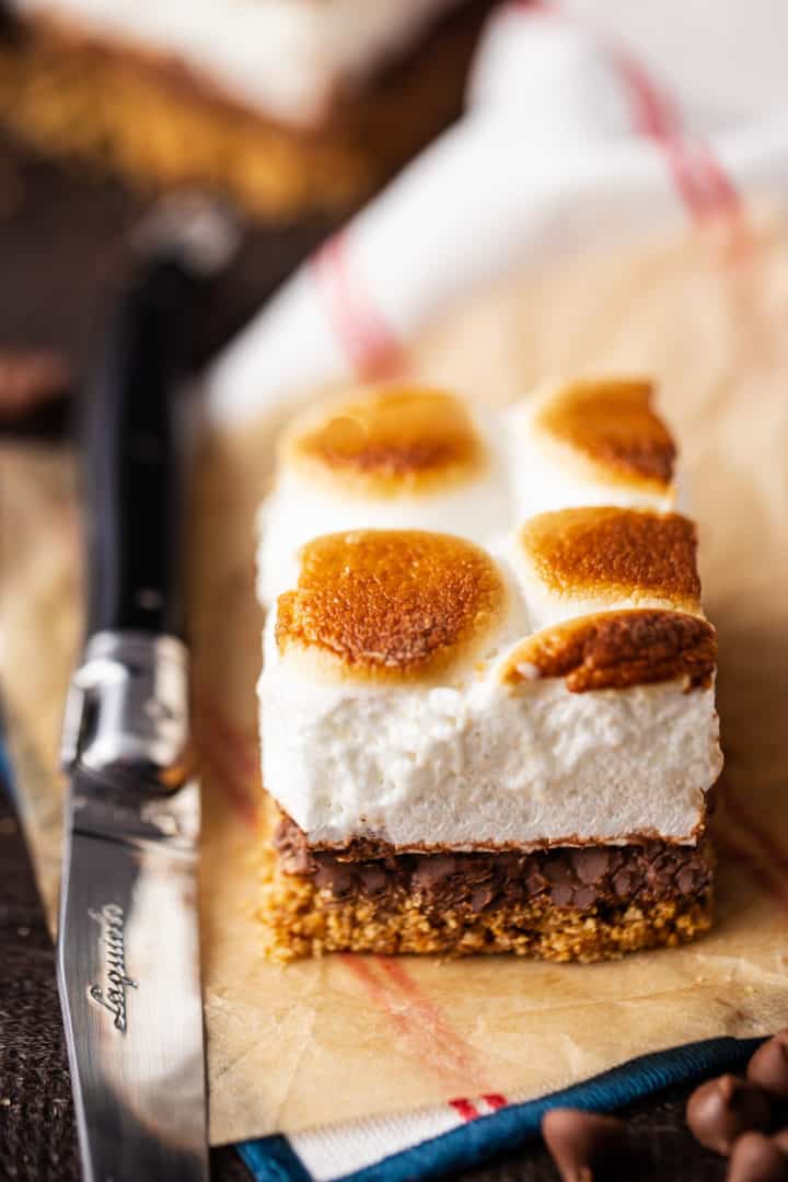 S'mores bar with a knife.
